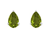 8x5mm Pear Shape Peridot Rhodium Over Sterling Silver Stud Earrings