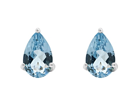 8x5mm Pear Shape Sky Blue Topaz Rhodium Over Sterling Silver Stud Earrings