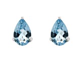 8x5mm Pear Shape Sky Blue Topaz Rhodium Over Sterling Silver Stud Earrings