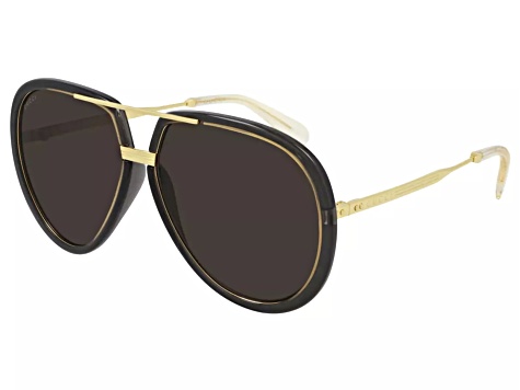Gucci Black and Gold Tone Aviator Frame / Brown Lens  display picture 1