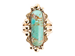Barse Jewelry Blue Turquoise Gold Tone Plateau Ring