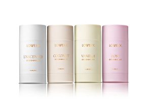 Lovery Vanilla, Coconut, Rose, Womens Unscented Aluminum Free Deodorant Stick Gift Set, 4pc