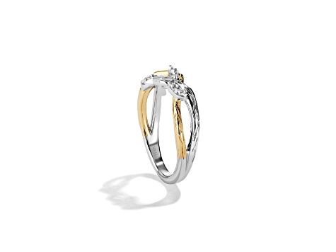 Star Wars™ Fine Jewelry The Dagobah White Diamond Rhodium Over Silver & 10k Yellow Gold Ring 0.10ctw