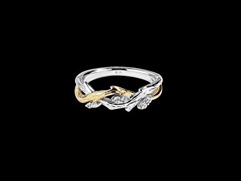 Star Wars™ Fine Jewelry The Dagobah White Diamond Rhodium Over Silver & 10k Yellow Gold Ring 0.10ctw