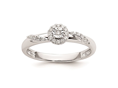 Rhodium Over 14K White Gold Diamond Trio Engagement Ring 0.12ctw