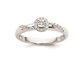 Rhodium Over 14K White Gold Diamond Trio Engagement Ring 0.12ctw