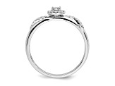 Rhodium Over 14K White Gold Diamond Trio Engagement Ring 0.12ctw