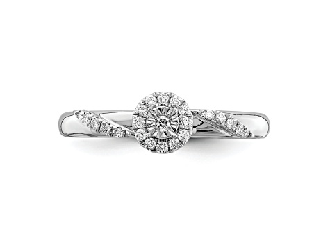 Rhodium Over 14K White Gold Diamond Trio Engagement Ring 0.12ctw