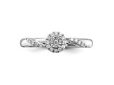 Rhodium Over 14K White Gold Diamond Trio Engagement Ring 0.12ctw