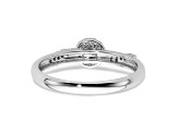 Rhodium Over 14K White Gold Diamond Trio Engagement Ring 0.12ctw