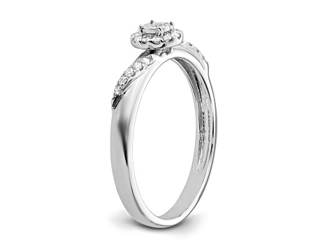 Rhodium Over 14K White Gold Diamond Trio Engagement Ring 0.12ctw