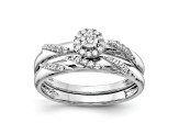 Rhodium Over 14K White Gold Diamond Trio Engagement Ring 0.12ctw