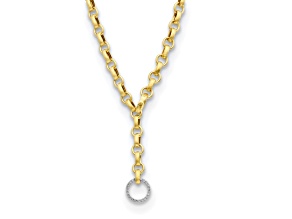 14K Yellow Gold with White Rhodium Diamond 18 Inch Adjustable Drop Necklace