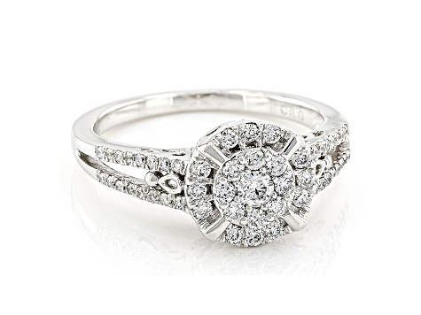 White Lab-Grown Diamond 14k White Gold Bridal Ring 0.50ctw
