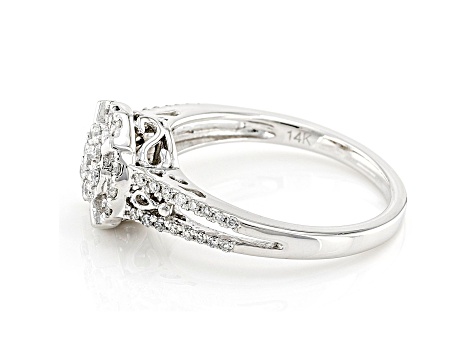 White Lab-Grown Diamond 14k White Gold Bridal Ring 0.50ctw