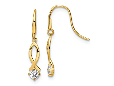 14k Yellow Gold Cubic Zirconia Dangle Earrings