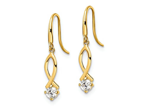 14k Yellow Gold Cubic Zirconia Dangle Earrings