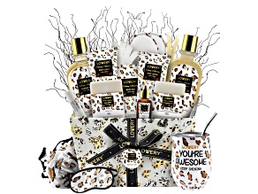 Lovery Home Spa Kit in Honey Almond Scent - Leopard Luxury Gift Basket - 21 pcs