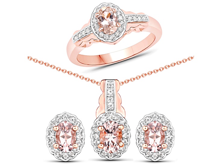 Peach Morganite and White Topaz 14K Rose Gold Over Sterling