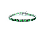 Emerald Green Cubic Zirconia, Rhodium Plated over Brass Tennis Bracelet