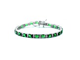 Emerald Green Cubic Zirconia, Rhodium Plated over Brass Tennis Bracelet