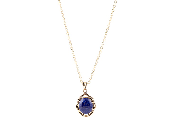 Barse Jewelry Blue Lapis Lazuli Gold Tone Nova  Pendant With Chain