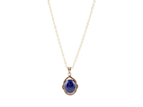 Barse Jewelry Blue Lapis Lazuli Gold Tone Nova  Pendant With Chain