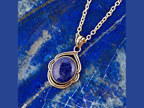 Barse Jewelry Blue Lapis Lazuli Gold Tone Nova  Pendant With Chain