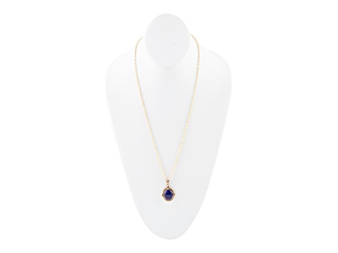 Barse Jewelry Blue Lapis Lazuli Gold Tone Nova  Pendant With Chain