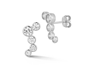 Rachel Zoe Rhodium Over Sterling Silver Cubic Zirconia Bubble ZigZag Studs