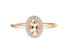 Oval Morganite 14K Rose Gold Over Sterling Silver Halo Ring 0.47 Cttw