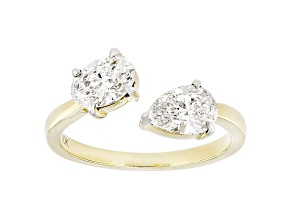 Pear Shape and Oval White Lab-Grown Diamond F-G SI 10K Yellow Gold Ring 1.50ctw