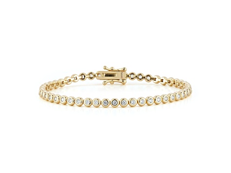 Rachel Zoe 14K Yellow Gold Over Sterling Silver Round Bezel Set Cubic Zirconia Tennis Bracelet