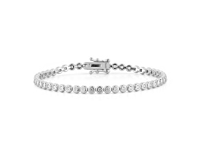 Rachel Zoe Rhodium Over Sterling Silver Round Bezel Set Cubic Zirconia Tennis Bracelet 3.92ctw