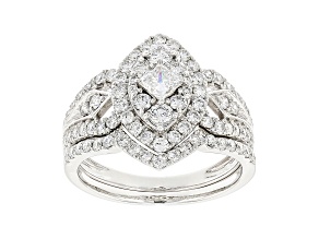 White Lab-Grown Diamond 14kt White Gold Bridal Ring Set 1.50ctw