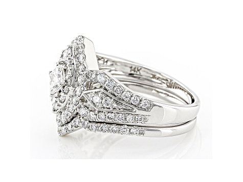 White Lab-Grown Diamond 14kt White Gold Bridal Ring Set 1.50ctw