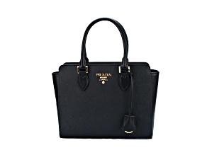 Prada Saffiano Borsa Black Leather Shoulder Tote Handbag