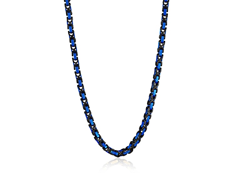 Invicta Jewelry Men's Polished Byzantine Chain Two Tone Steel Necklace (8mm) - 24"