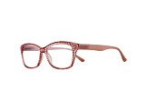 Pink Crystal Rectangular Frame Reading Glasses. Strength 1.50