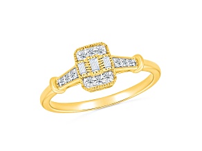 White Diamond 10K Yellow Gold Ring 0.13ctw