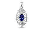 Oval Tanzanite and Cubic Zirconia Rhodium Over Sterling Silver Pendant with chain, 0.86ctw