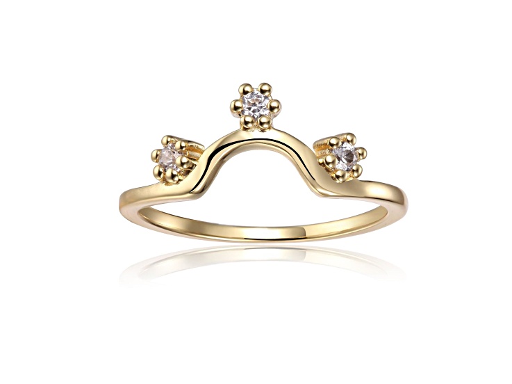 Round White Sapphire 14K Yellow Gold Over Sterling Silver Ring Guard, 0.10ctw