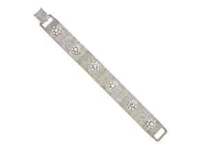 1928 Jewelry Silver Tone Crystal Flower Bracelet