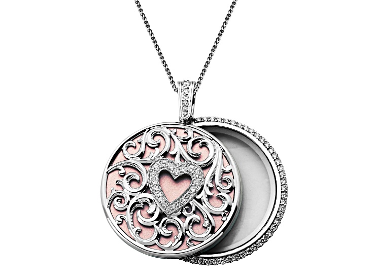 Bella Luce Lux Vue Rhodium Over Bronze Magnifying Glass & Mirror Pendant with Chain 5.57ctw