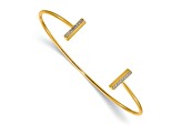 14K Yellow Gold 1mm flexible Diamond Bar Bangle