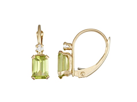 Peridot 10K Yellow Gold Dangle Earrings 1.40ctw