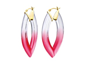 14K Yellow Gold Over Sterling Silver Painted Marquise Hoops in Red