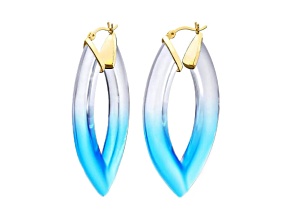 14K Yellow Gold Over Sterling Silver Painted Marquise Hoops in Blue