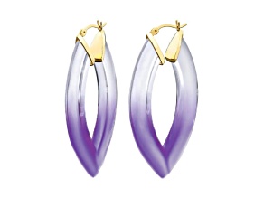 14K Yellow Gold Over Sterling Silver Painted Marquise Hoops in Purple