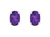 6x4mm Oval Amethyst Rhodium Over 10k White Gold Stud Earrings